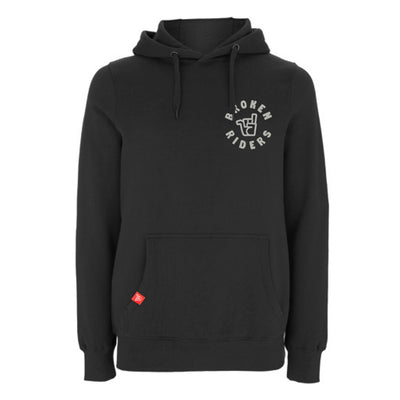 Men's Broken Riders logo black organic cotton pullover hoodie