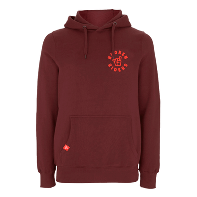 Men's Broken Riders logo claret organic cotton pullover hoodie